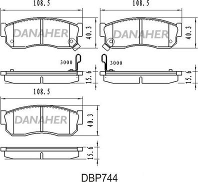 Danaher DBP744 - Тормозные колодки, дисковые, комплект autospares.lv