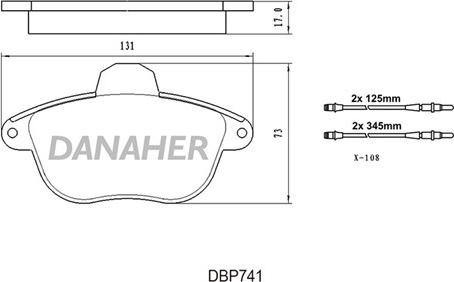 Danaher DBP74/1 - Тормозные колодки, дисковые, комплект autospares.lv