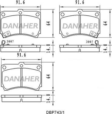 Danaher DBP743/1 - Тормозные колодки, дисковые, комплект autospares.lv