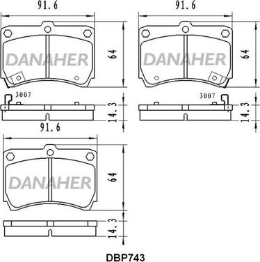Danaher DBP743 - Тормозные колодки, дисковые, комплект autospares.lv