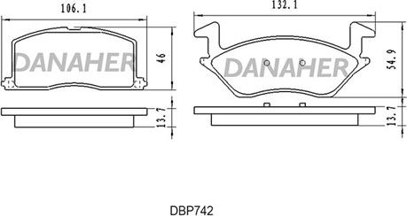 Danaher DBP742 - Тормозные колодки, дисковые, комплект autospares.lv