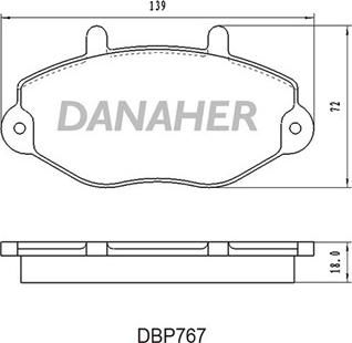 Danaher DBP767 - Тормозные колодки, дисковые, комплект autospares.lv
