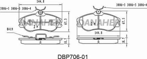 Danaher DBP706-01 - Тормозные колодки, дисковые, комплект autospares.lv