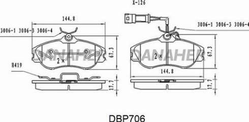 Danaher DBP706 - Тормозные колодки, дисковые, комплект autospares.lv