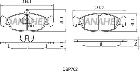 Danaher DBP702 - Тормозные колодки, дисковые, комплект autospares.lv