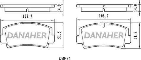 Danaher DBP71 - Тормозные колодки, дисковые, комплект autospares.lv