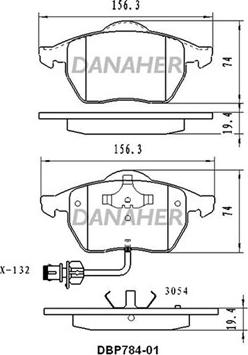 Danaher DBP784-01 - Тормозные колодки, дисковые, комплект autospares.lv