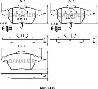 Danaher DBP784-02 - Тормозные колодки, дисковые, комплект autospares.lv