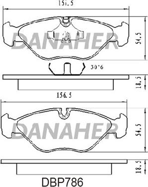 Danaher DBP786 - Тормозные колодки, дисковые, комплект autospares.lv