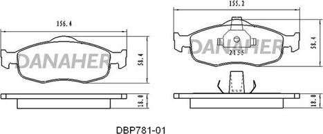 Danaher DBP781-01 - Тормозные колодки, дисковые, комплект autospares.lv