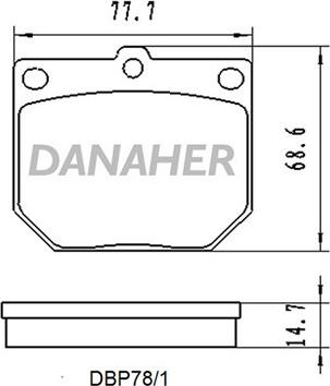 Danaher DBP78/1 - Тормозные колодки, дисковые, комплект autospares.lv