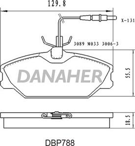 Danaher DBP788 - Тормозные колодки, дисковые, комплект autospares.lv