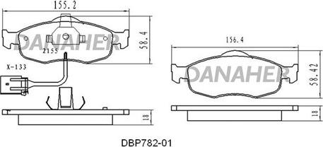 Danaher DBP782-01 - Тормозные колодки, дисковые, комплект autospares.lv