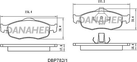 Danaher DBP782/1 - Тормозные колодки, дисковые, комплект autospares.lv