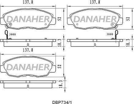 Danaher DBP734/1 - Тормозные колодки, дисковые, комплект autospares.lv