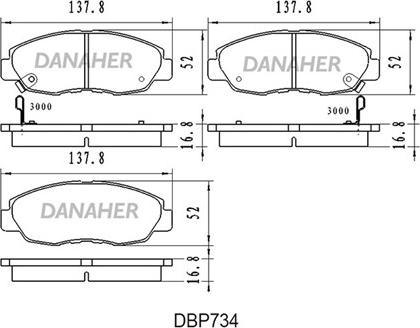 Danaher DBP734 - Тормозные колодки, дисковые, комплект autospares.lv