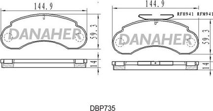 Danaher DBP735 - Тормозные колодки, дисковые, комплект autospares.lv