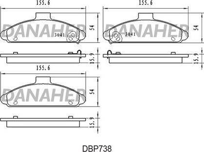 Danaher DBP738 - Тормозные колодки, дисковые, комплект autospares.lv