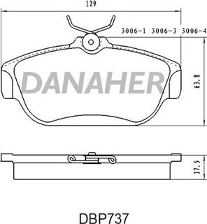 Danaher DBP737 - Тормозные колодки, дисковые, комплект autospares.lv