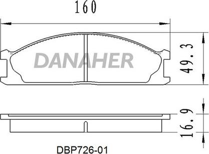 Danaher DBP726-01 - Тормозные колодки, дисковые, комплект autospares.lv