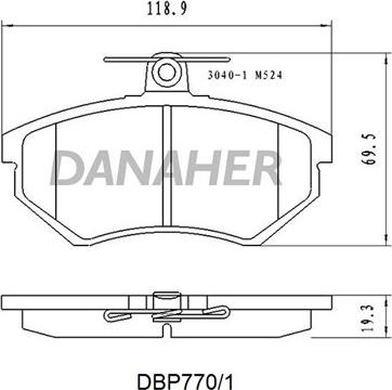 Danaher DBP770/1 - Тормозные колодки, дисковые, комплект autospares.lv