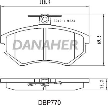 Danaher DBP770 - Тормозные колодки, дисковые, комплект autospares.lv