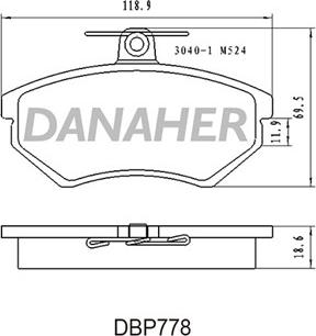 Danaher DBP778 - Тормозные колодки, дисковые, комплект autospares.lv
