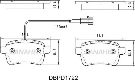 Danaher DBPD1722 - Тормозные колодки, дисковые, комплект autospares.lv