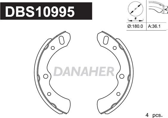 Danaher DBS10995 - Комплект тормозных колодок, барабанные autospares.lv