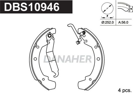 Danaher DBS10946 - Комплект тормозных колодок, барабанные autospares.lv