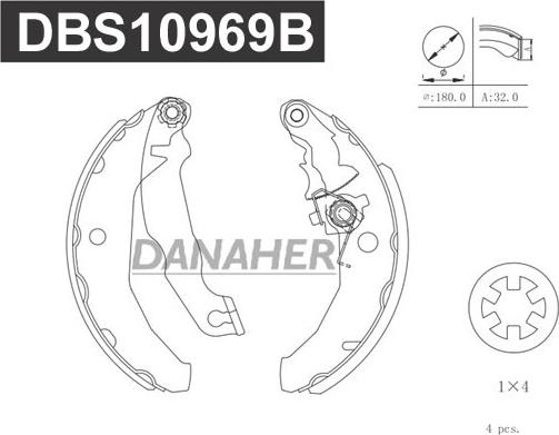 Danaher DBS10969B - Комплект тормозных колодок, барабанные autospares.lv