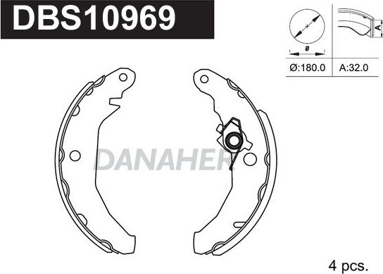 Danaher DBS10969 - Комплект тормозных колодок, барабанные autospares.lv