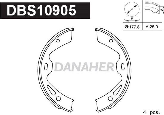 Danaher DBS10905 - Комплект тормозов, ручник, парковка autospares.lv