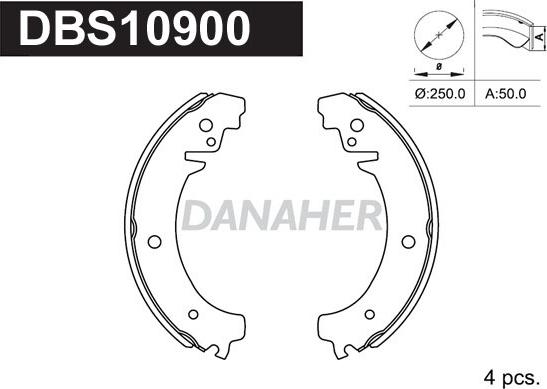 Danaher DBS10900 - Комплект тормозных колодок, барабанные autospares.lv