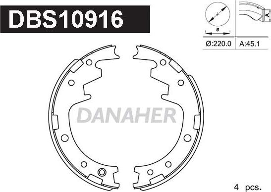 Danaher DBS10916 - Комплект тормозных колодок, барабанные autospares.lv