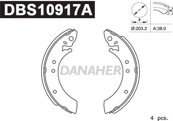 Danaher DBS10917A - Комплект тормозных колодок, барабанные autospares.lv