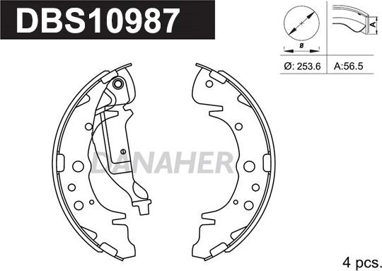 Danaher DBS10987 - Комплект тормозных колодок, барабанные autospares.lv