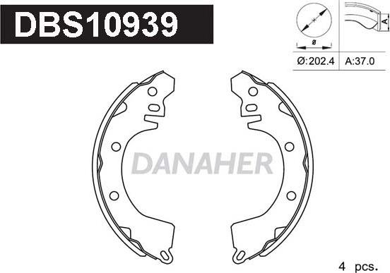 Danaher DBS10939 - Комплект тормозных колодок, барабанные autospares.lv