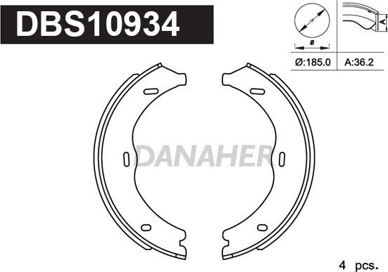 Danaher DBS10934 - Комплект тормозов, ручник, парковка autospares.lv