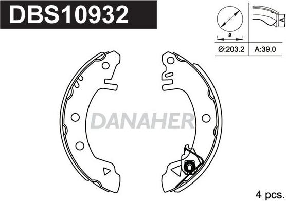 Danaher DBS10932 - Комплект тормозных колодок, барабанные autospares.lv