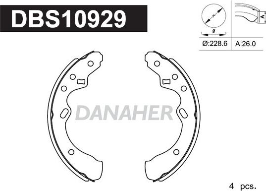 Danaher DBS10929 - Комплект тормозных колодок, барабанные autospares.lv