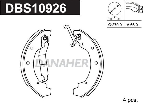 Danaher DBS10926 - Комплект тормозных колодок, барабанные autospares.lv