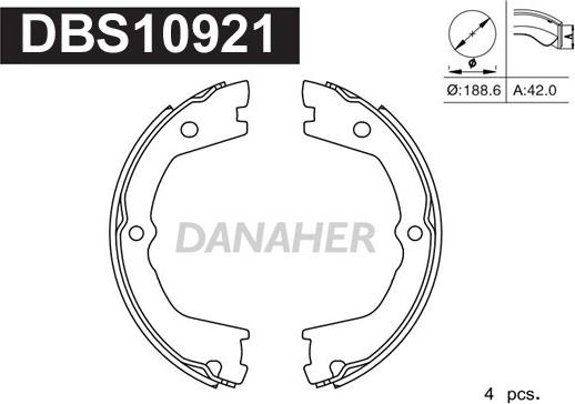 Danaher DBS10921 - Комплект тормозов, ручник, парковка autospares.lv