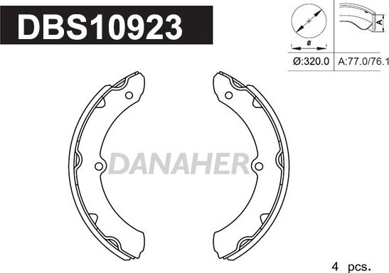 Danaher DBS10923 - Комплект тормозных колодок, барабанные autospares.lv