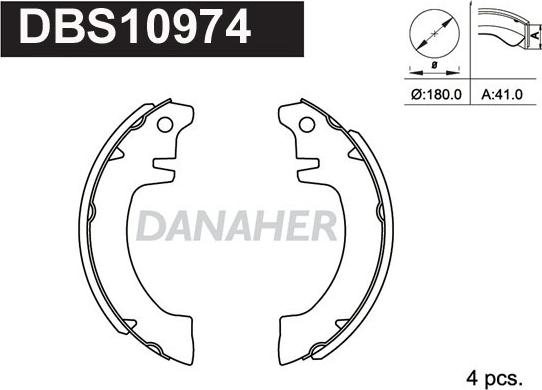 Danaher DBS10974 - Комплект тормозных колодок, барабанные autospares.lv