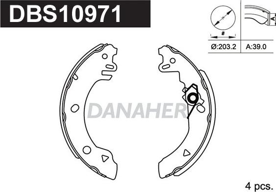 Danaher DBS10971 - Комплект тормозных колодок, барабанные autospares.lv