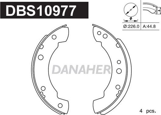 Danaher DBS10977 - Комплект тормозных колодок, барабанные autospares.lv