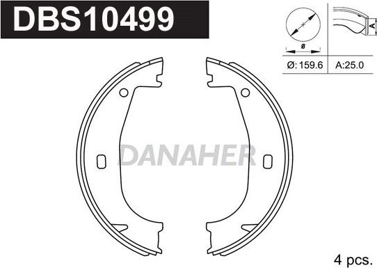 Danaher DBS10499 - Комплект тормозов, ручник, парковка autospares.lv