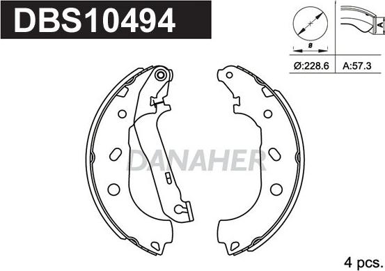 Danaher DBS10494 - Комплект тормозных колодок, барабанные autospares.lv