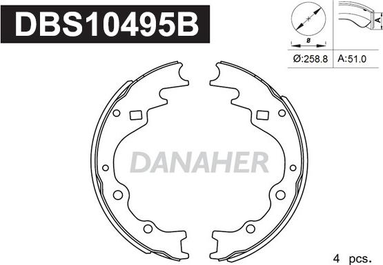 Danaher DBS10495B - Комплект тормозных колодок, барабанные autospares.lv